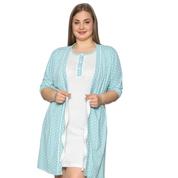 Макси комплект в тюркоазено - нощница и халат