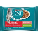 Purina One STERILCAT s krůtou a zelenými fazolkami ve šťávě s lososem a mrkví ve šťávě 4 x 85 g