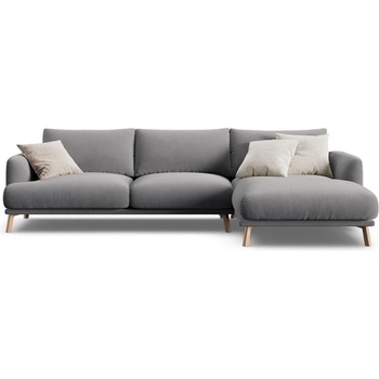 Micadoni Сив кадифен ъглов диван (десен ъгъл) Naomi - Micadoni (MIC_RC_44_F1_NAOMI4)