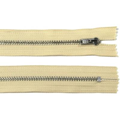 Kovový zip no.3 nerozepínací 14cm béžový (stříbrné zoubky)