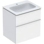 Geberit Комплект стенен шкаф Geberit iCon матово бял, 2 чекмеджета, бяла дръжка и мивка 60 см (502.335.01.3)