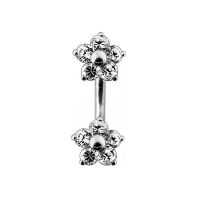 Šperky4U stříbrný piercing do pupíku kytičky BP01106-C