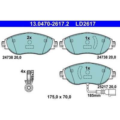 Sada brzdových destiček, kotoučová brzda ATE 13.0470-2617.2