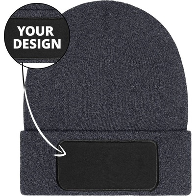 Myrtle Beach pletená čepice Thinsulate s nášivkou MB7407 Dark Grey Melange