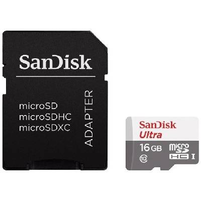Paměťová karta Sandisk Micro SDHC Ultra Android 16GB UHS-I U1 (80R/20W) + adapter