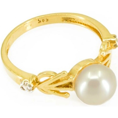 sZlato.cz 3361 Zlatý dámský prsten s perlou a zirkony