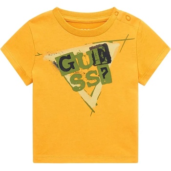 Image 1 of GUESS Тениска с къс ръкав в оранжево за бебе момче с надпис Guess в зелено и черно