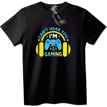 NOONEBRAND Тениска Не те чувам, играя - M, Black