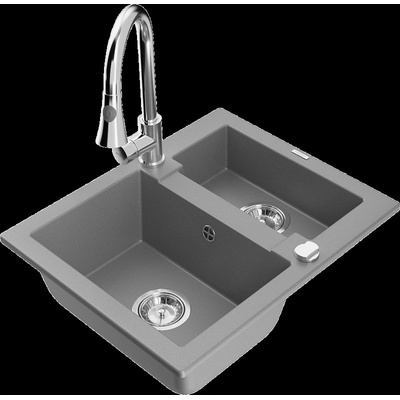 Carlos гранитна мивка с 1, 5 камери с кухненски смесител Elia, сив - 6518-71-670101-00 (6518-71-670101-00)