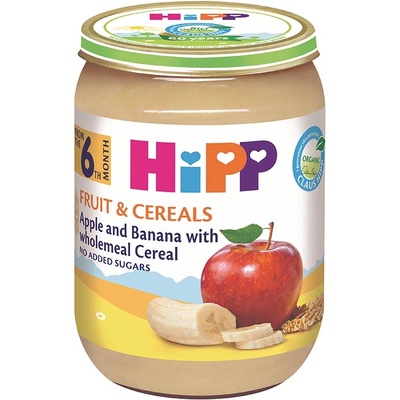 HiPP Био Пълнозърнеста каша ябълки и банани 190 гр. - 6+ месеца