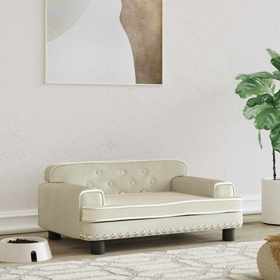 vidaXL Кучешко легло Кремаво 70x45x30 см кадифе (171888)