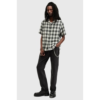 AllSaints Памучна риза AllSaints UNDRGRND мъжка в бяло със свободна кройка с италианска яка M163SB (M163SB)