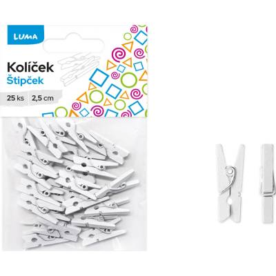 LUMA trading s.r.o. Kolíček 2,5cm bílý, 25ks LUMA