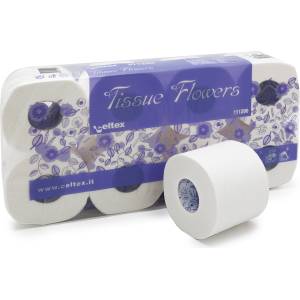 Celtex Тоалетна хартия CELTEX Flowers 3-слойна 250 листа бяла - 8 бр