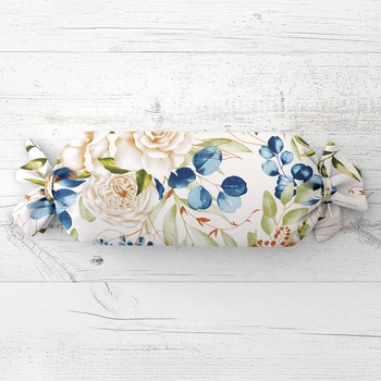 Biante Vankúš valec bonbon Sandra SA-668 Kvety a modro-zelené listy na bielom 15x40