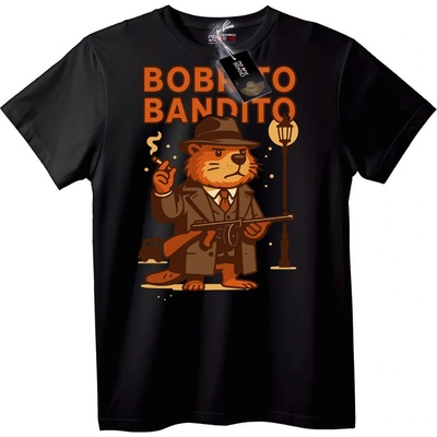 NOONEBRAND Тениска Бобато Бандито гангстер бобър - 2XL, Black