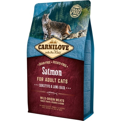 Carnilove Grain Free Cat Adult Salmon Sensitive & Long Hair 2 kg