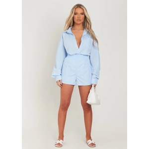 Missy Empire Къси панталони Missy Empire Cotton Oversized High Waisted Runner Shorts - Blue