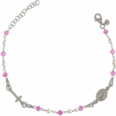 INFINITYSILVER Stříbrný náramek růženec s korálky a perličkami N80151735P19+