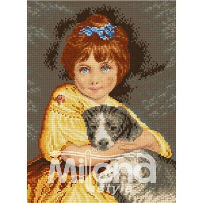 Milena Style Момиче с куче - гоблен със схема конци dmc 1: 4
