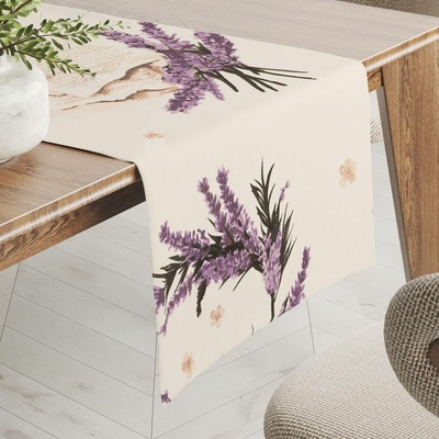 Biante bavlna běhoun Sandra SA-778 Velké snítky levandulí na krémovém 35x160 cm