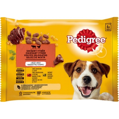 Pedigree Adult hovězí drůbeží v želé 4 x 100 g