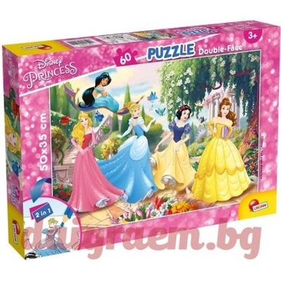 Lisciani Пъзел lisciani 74044 - 60 части - Дисни Принцеси, двулицев пъзел (li74044)