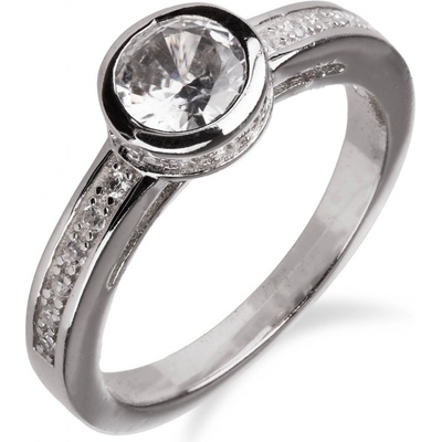 Meucci stříbrný prsten s kulatým zirkonem SS332R