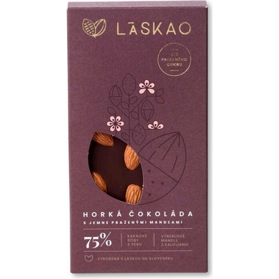 LASKAO 75% Hořká čokoláda s mandlemi 80 g