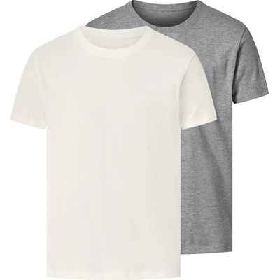 esmara Men pánské triko s BIO bavlnou 2 kusy šedá/bílá – Zboží Mobilmania
