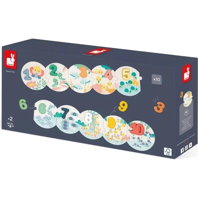 Janod Дървен образователен пъзел Janod - Моят първи пъзел с числа (J08042)