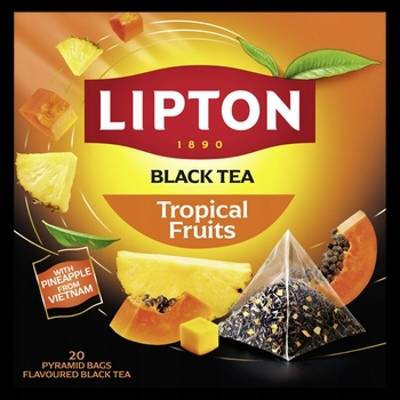 Lipton čierny čaj s tropickým ovocím 20 vrecúšok