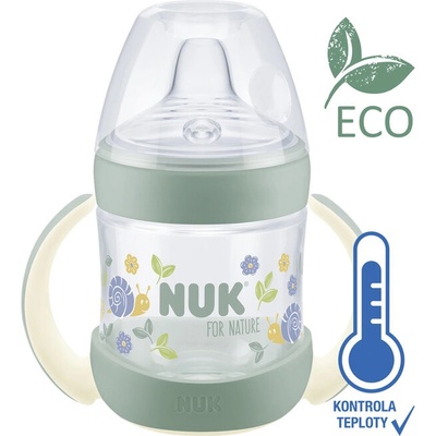 Nuk Láhev kojenecká For Nature na učení s kontrolou teploty zelená 150 ml