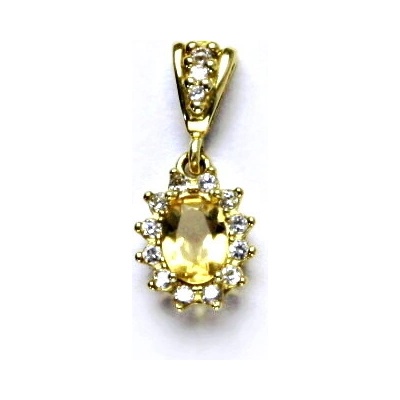 Čištín Zlatý přívěsek Kate žluté zlato přírodní citrín pálený čiré zirkony P 1480