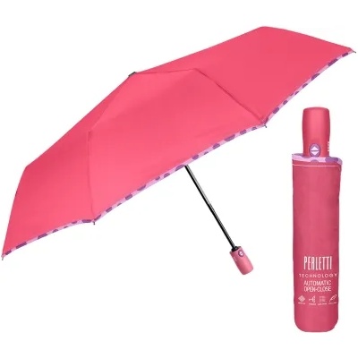 Дамски автоматичен Open-Close чадър Perletti Technology 21715, Малина