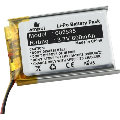 Li-Pol batéria 600mAh, 3.7V, 602535, 3pin