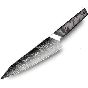 HARAHU Дамаски кухненски нож TA-37575 - Kiritsuke / Черен / Сив KP37575