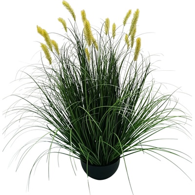 GARDEN LINE Umelá okrasná tráva Pennisetum v kvetináči žltá 70 cm