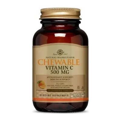 Хранителна добавка Витамин Ц 500 mg дъвчащи Портокал, Solgar Chewable Vitamin C 500mg Orange Flavour - 90chew. tabs