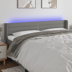 vidaXL LED горна табла за легло, тъмносива, 183x16x78/88 см, плат (3123391)