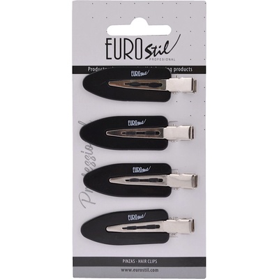 Sponky do vlasů s podložkami Eurostil Professional - 6 cm, černé, 4 ks (06388)