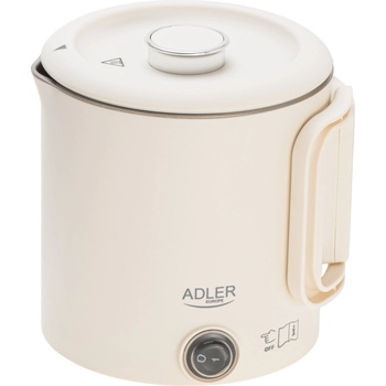 Adler Електрическа кана за туризъм Adler AD 1388b, 650W, 0.8 л, Сваляем капак, Въртяща се основа, Бежов (AD 1388b)