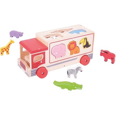 Bigjigs drevené auto so zvieratkami safari