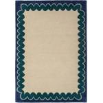 Flair Rugs Ръчно изработен вълнен килим в естествен цвят/тюркоазен 140x200 cm Wiggle Wool - Flair Rugs (503119382733)