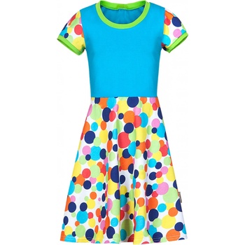 Veselá Nohavice dětské šaty s širokou sukní Bublina tyrkysové