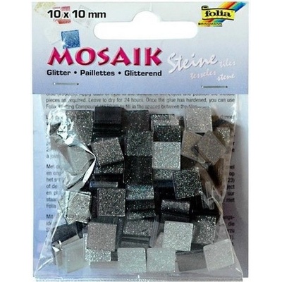 Folia Mozaikové kamienky trblietavé, 10 x 10 mm šedá