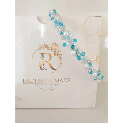Radi handmade Елегантна диадема с бели и тюркоазени кристали (419)
