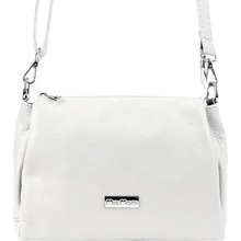 Malá/střední tříoddílová kožená crossbody kabelka Mia More no. 002 bílá