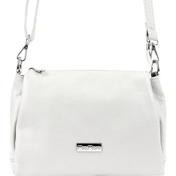 Malá/střední tříoddílová kožená crossbody kabelka Mia More no. 002 bílá