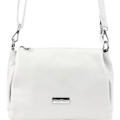 Malá/střední tříoddílová kožená crossbody kabelka Mia More no. 002 bílá